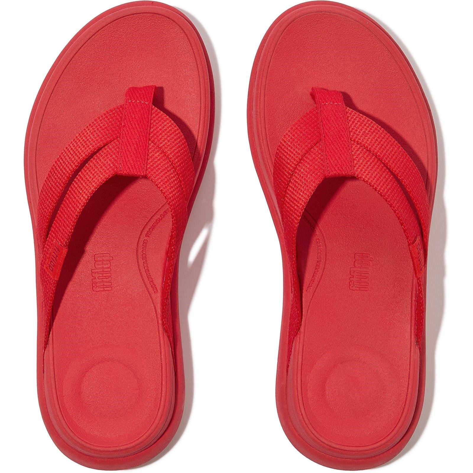 Fitflop F-Mode Go Sandales Flip-Flop Rouges En Polyester Pour Femmes