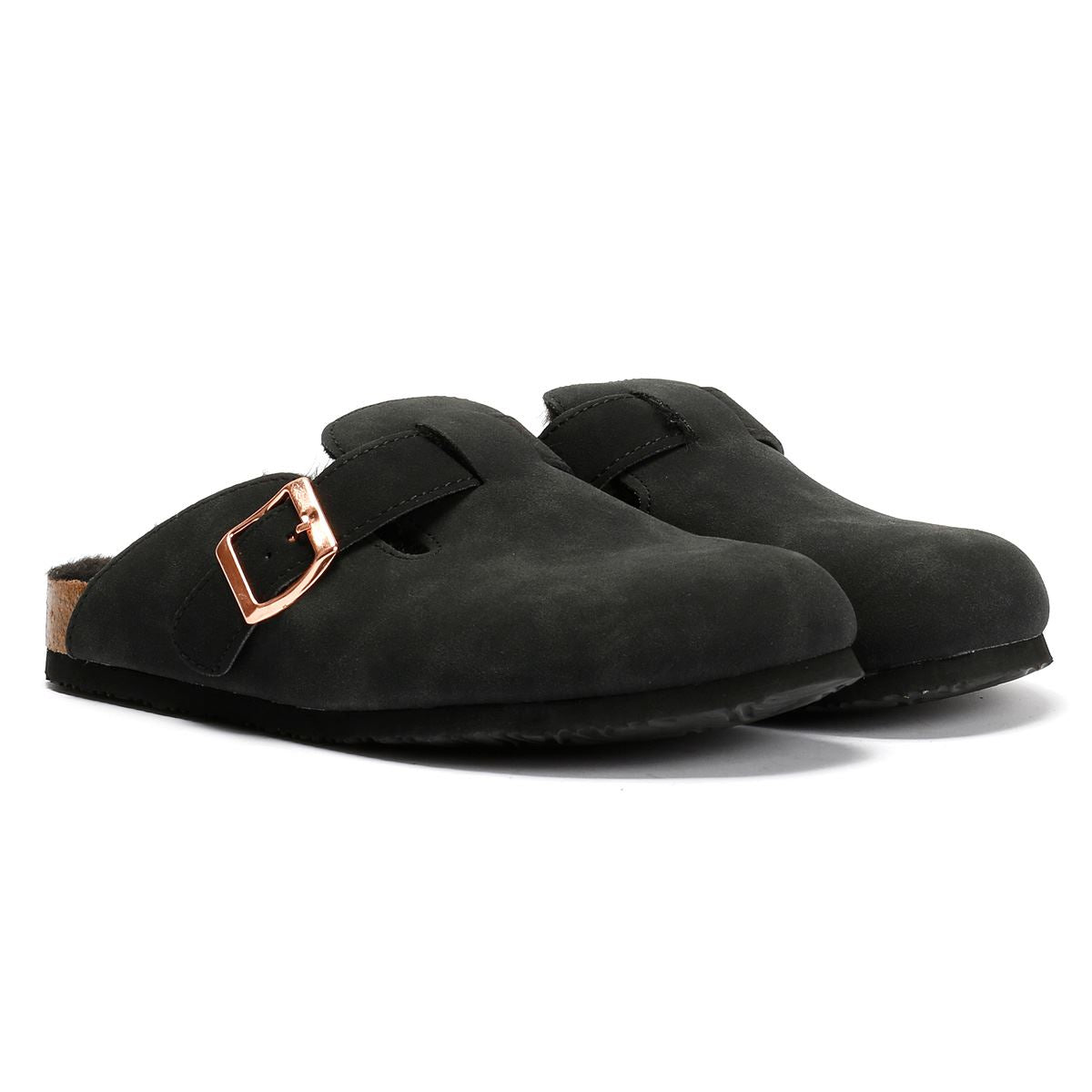 Penguin Poppy Fur Mules Noir Femme Suede