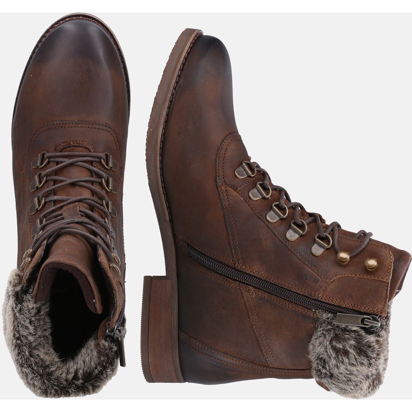 Hush Puppies Effie Bottes Marron En Fausse Fourrure Pour Femme