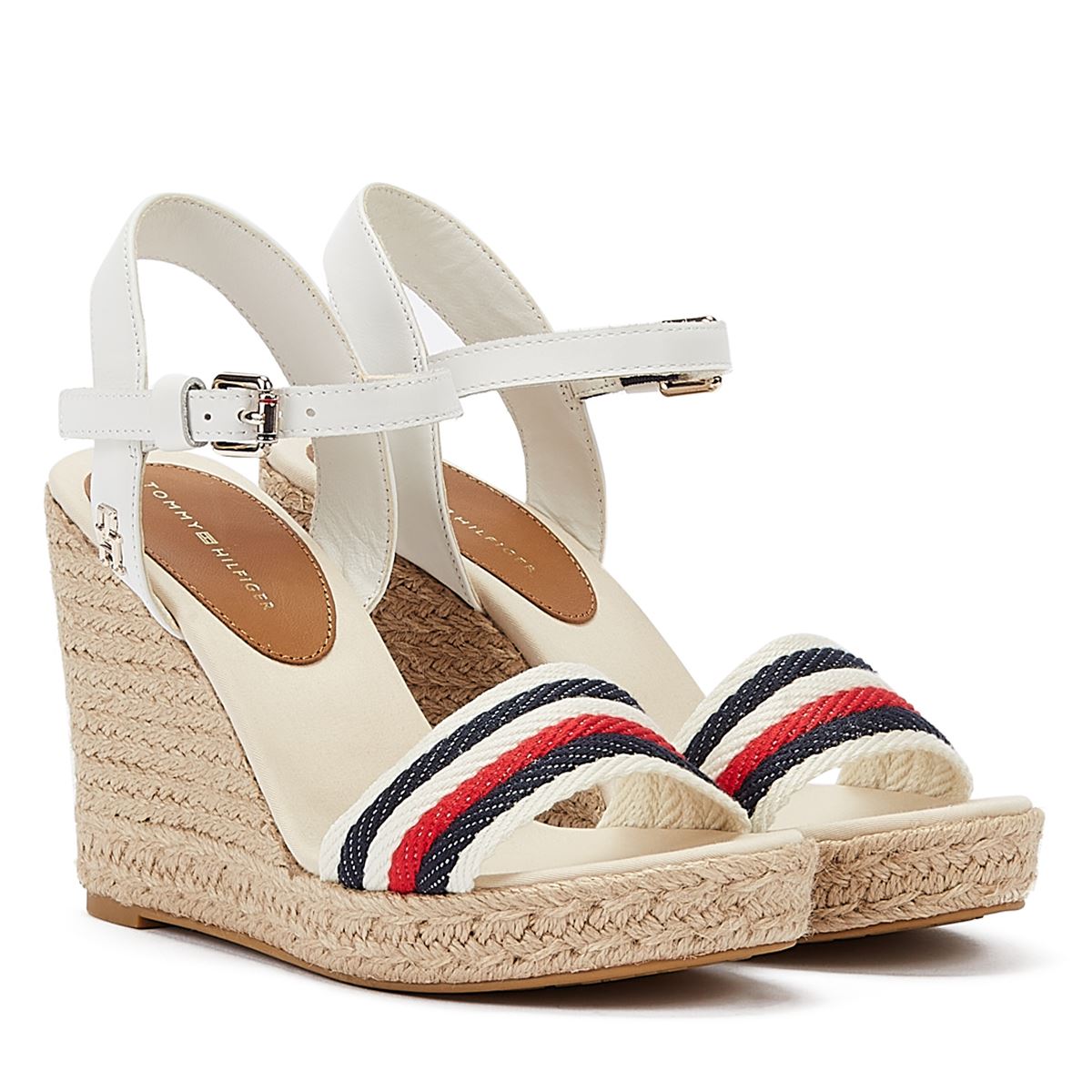 Tommy Hilfiger Corporate Wedge Ecru Sandales blanches pour femmes