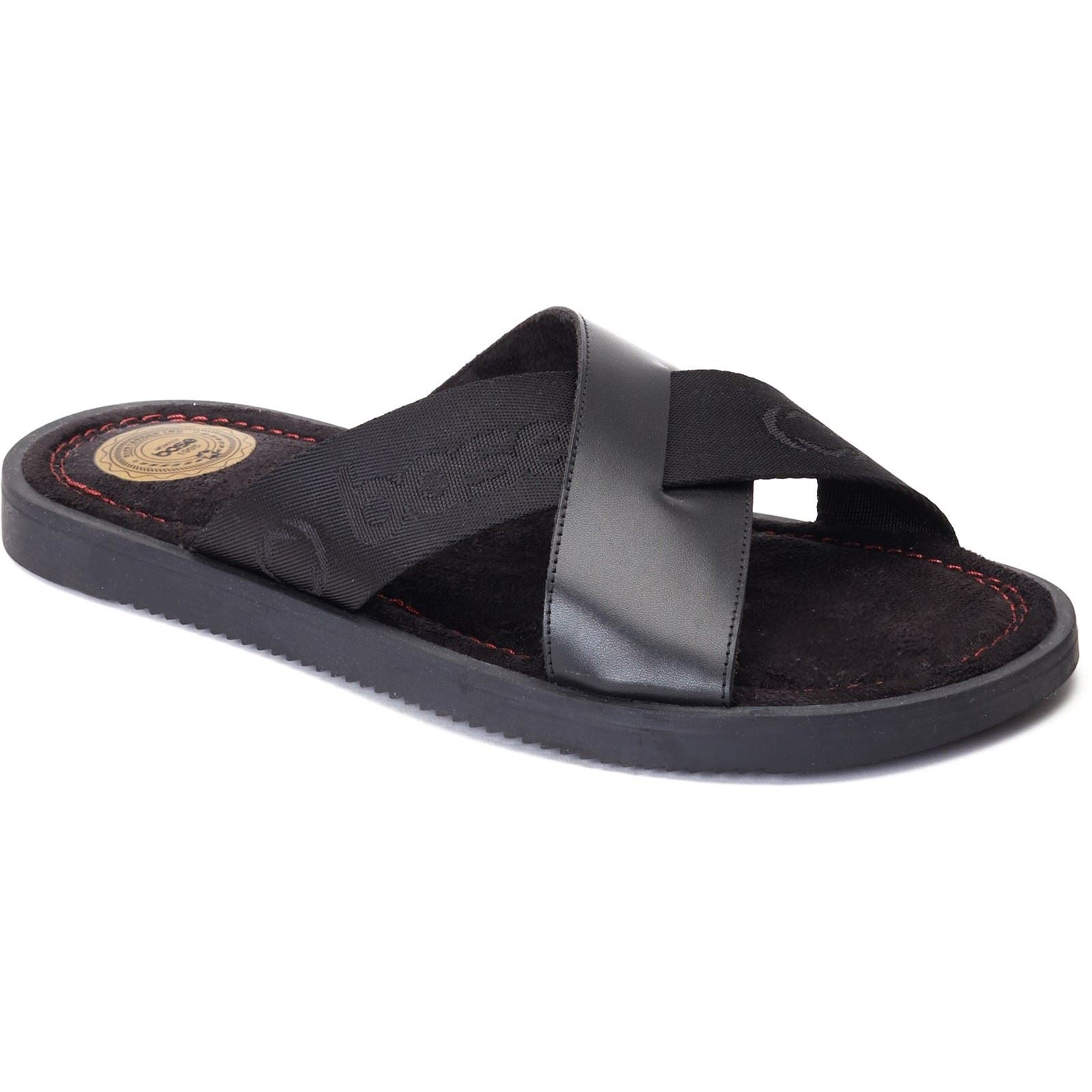 Base London Webb Sandales Noires Pour Hommes En Cuir