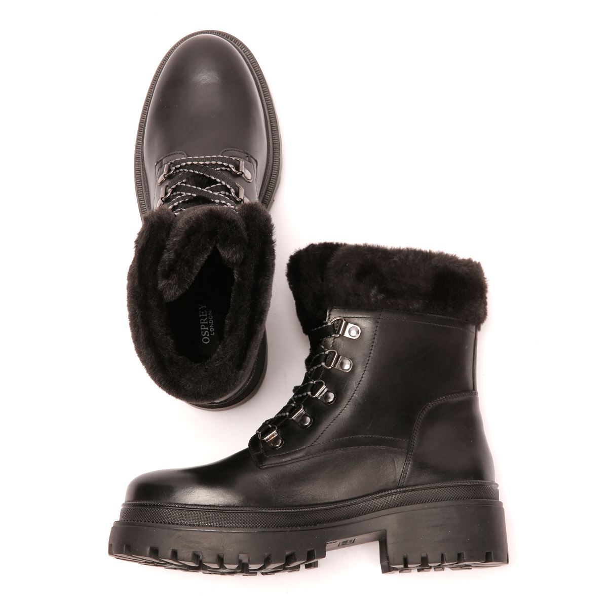Osprey London The Budapest Bottes Noires En Cuir Pour Femmes