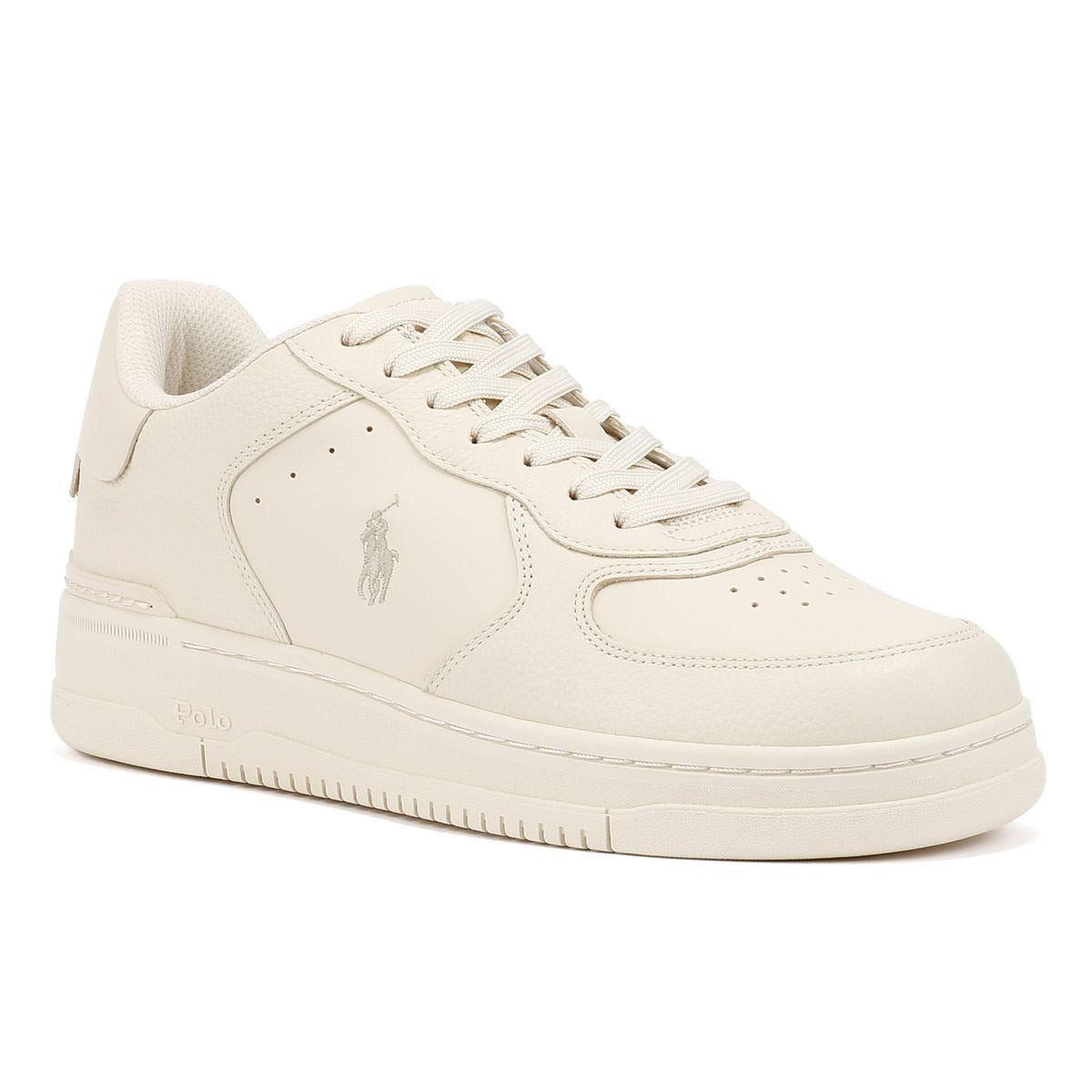 Polo Ralph Lauren Masters Court Baskets En Cuir Beige Pour Hommes