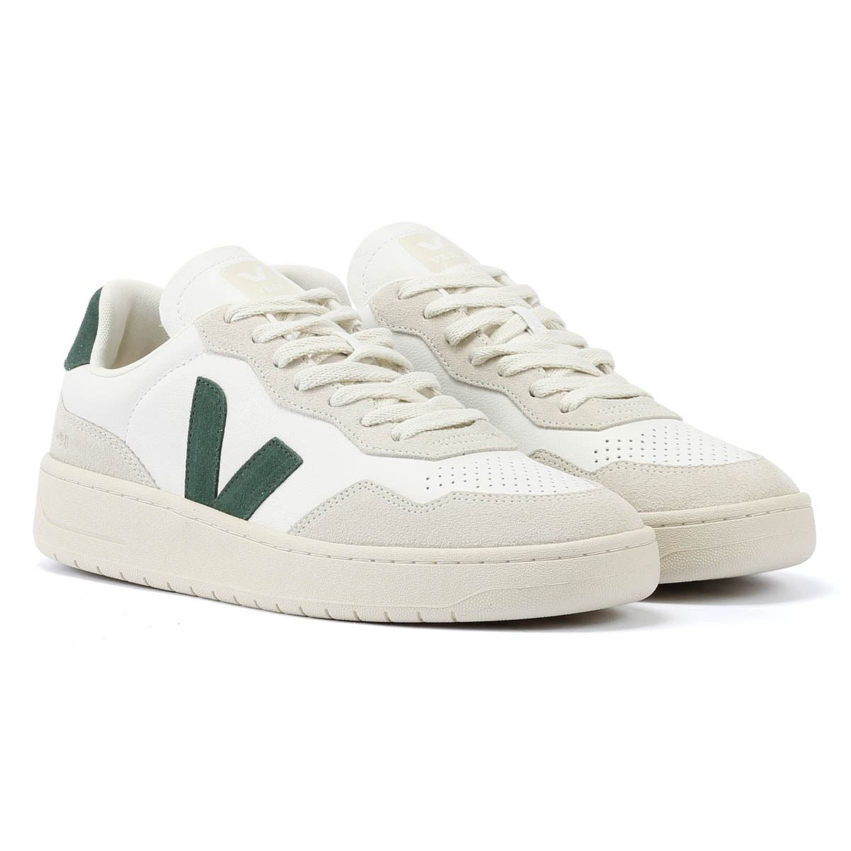 Veja V-90 Baskets Hommes Blanches/Chypre En Cuir