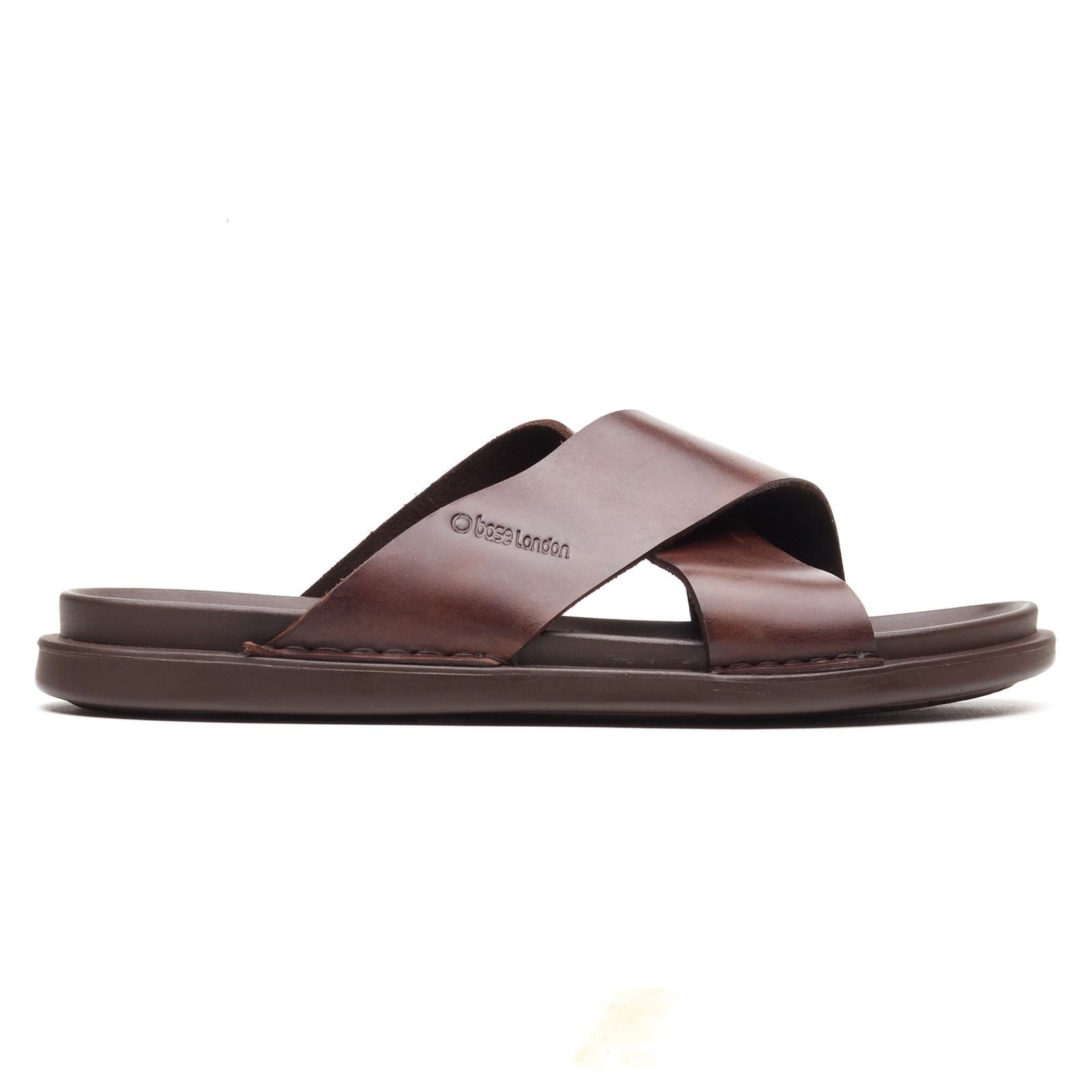 Base London Drift Sandales En Cuir Marron Pour Hommes