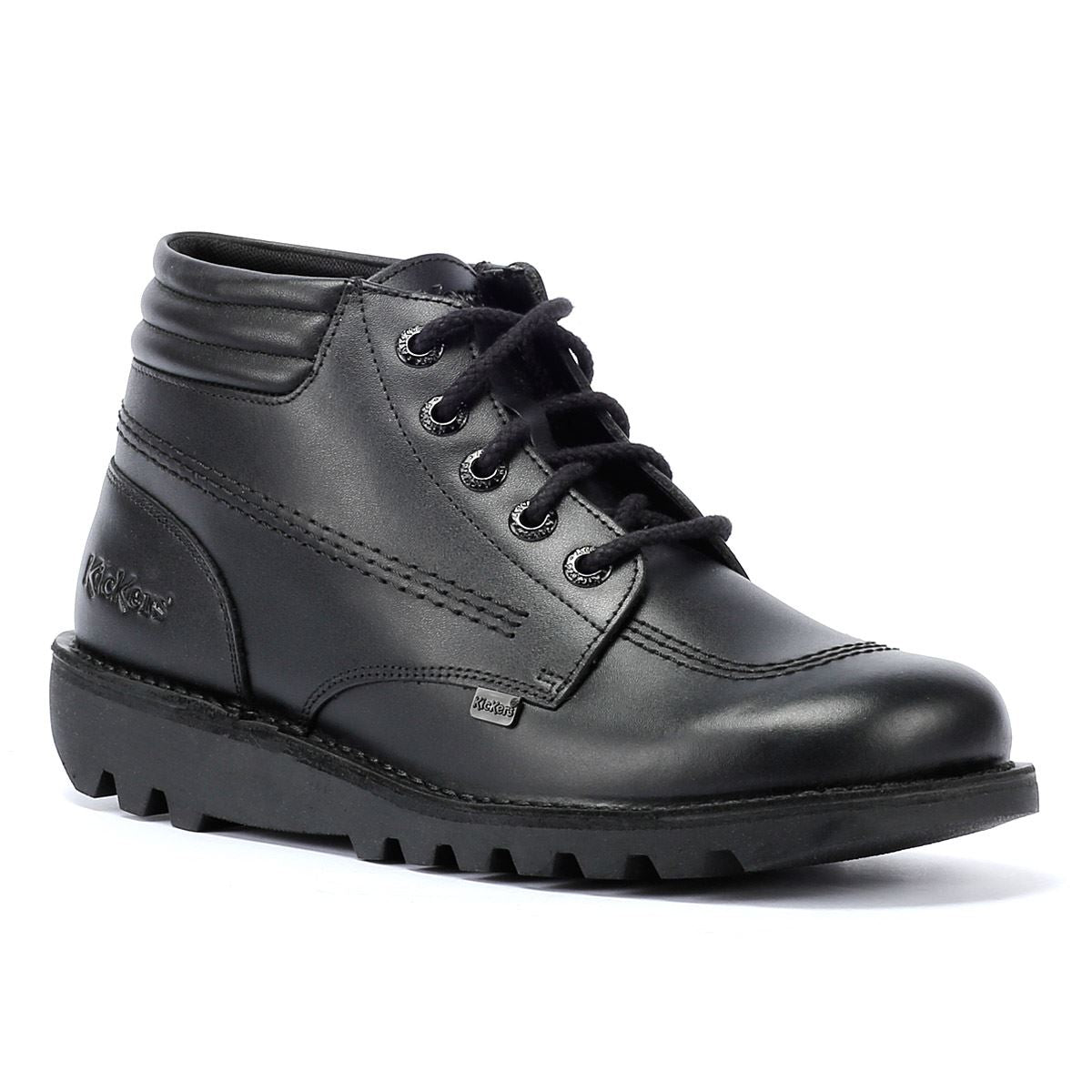 Kickers Kick Hi Padded Bottes En Cuir Noir Pour Hommes