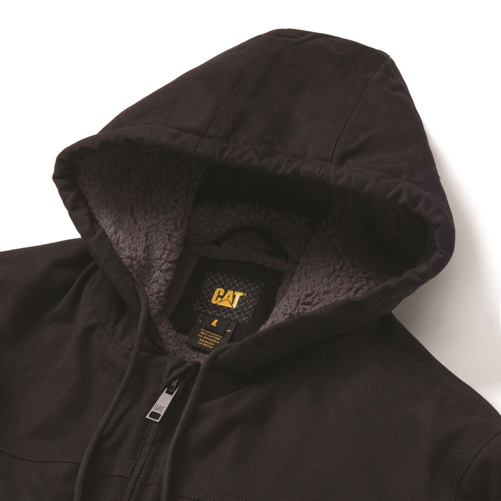 Caterpillar Hooded Sherpa Lined Veste En Polaire Noire Pour Homme