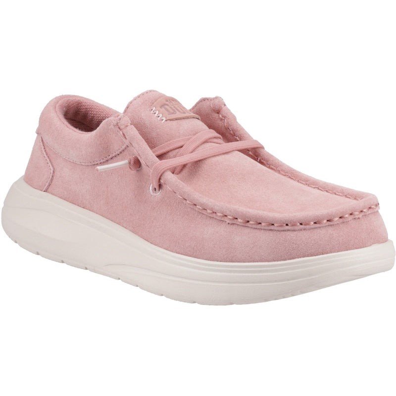 HEYDUDE Wendy COMF Suede Chaussures Mocassins En Cuir Pour Femme, Rose Pink/Whisper Pink