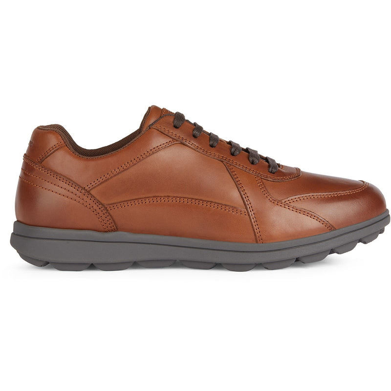 Geox U SPHERICA EC12 Baskets Pour Hommes En Cuir Pleine Fleur Bovin De Couleur Cognac
