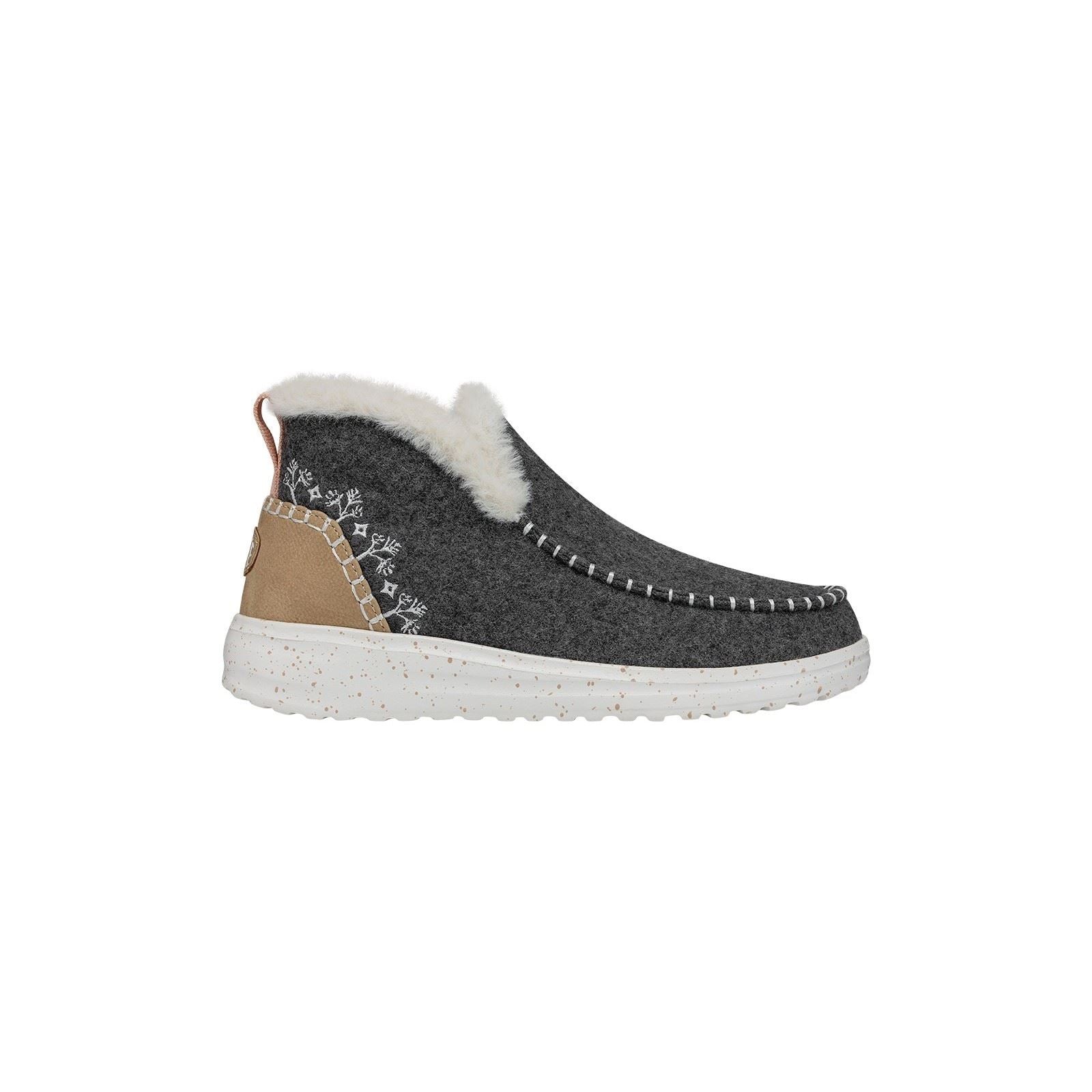 HEYDUDE Denny Wool Faux Shearling Bottes Grises Pour Femmes