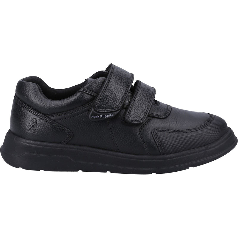 Hush Puppies Ryan SNR Chaussures Noires Pour Garçons En Cuir.