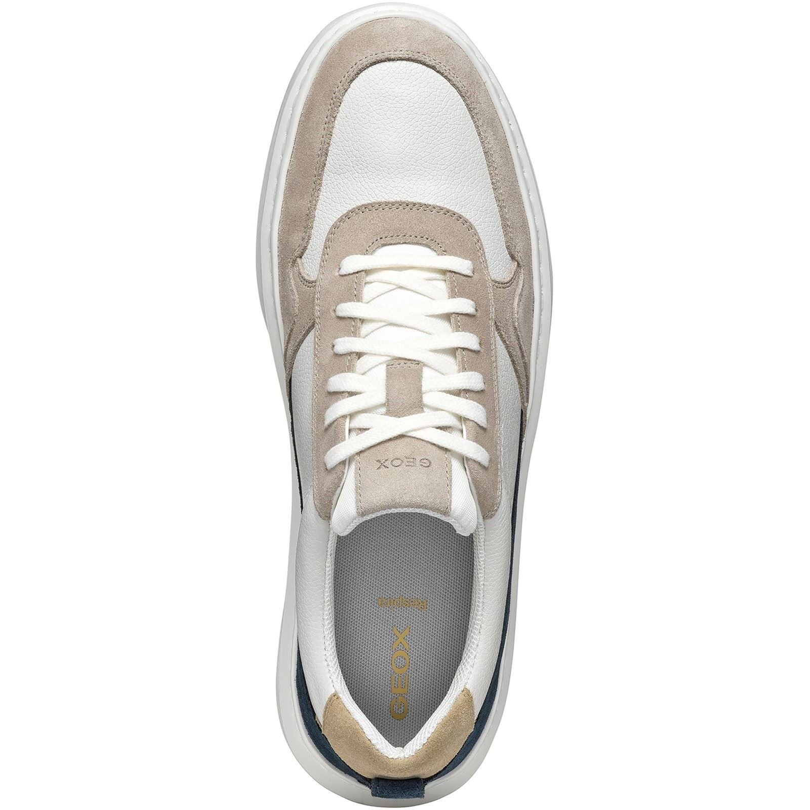 Geox U DEIVEN Chaussures De Sport Pour Homme En Cuir/Suède Couleur Sable/Blanche