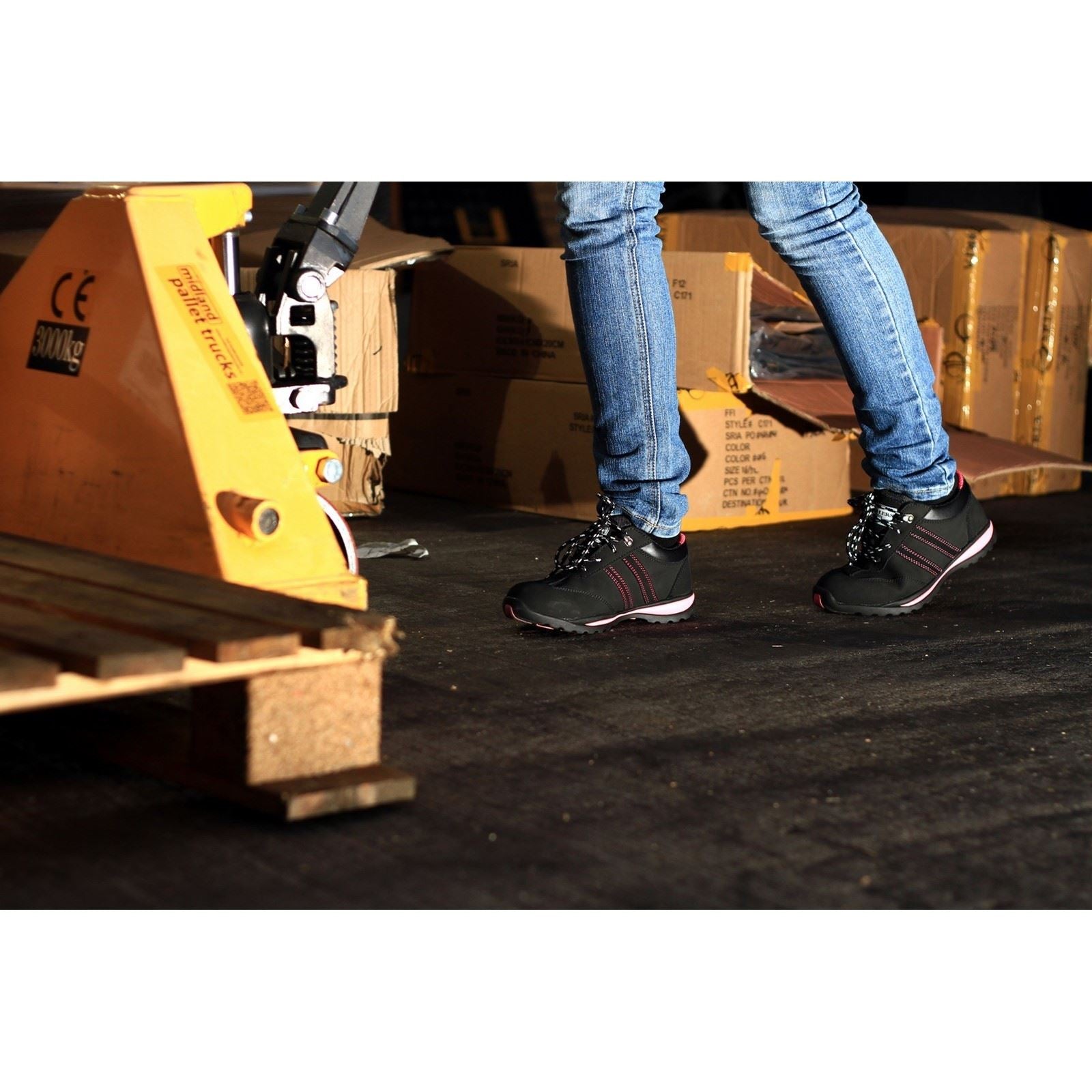 Amblers Safety  Baskets De Sécurité En Cuir Pour Femmes Fs47 Noires/Roses