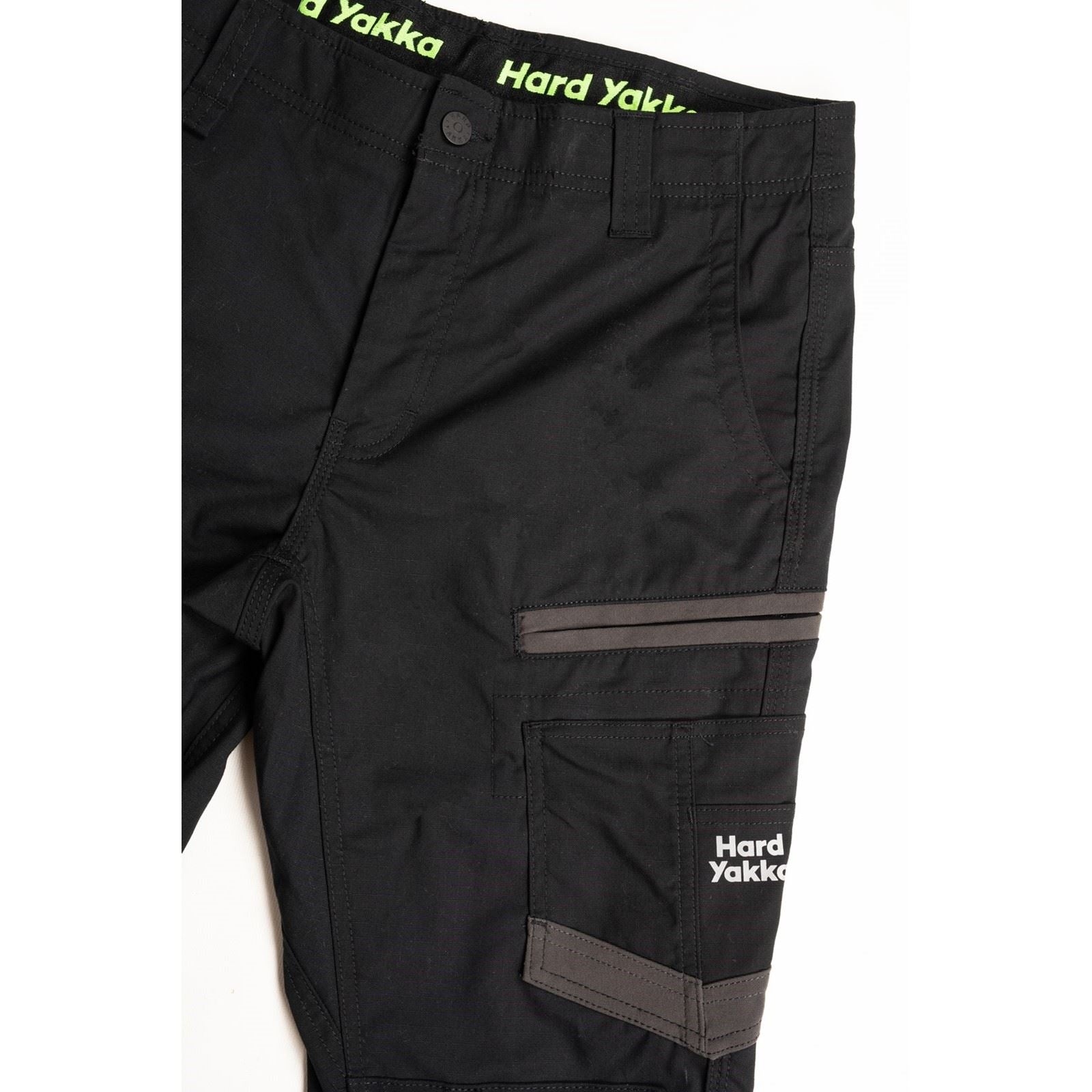 Hard Yakka Raptor Cuff Pantalons Noirs En Coton Pour Hommes - Extérieur