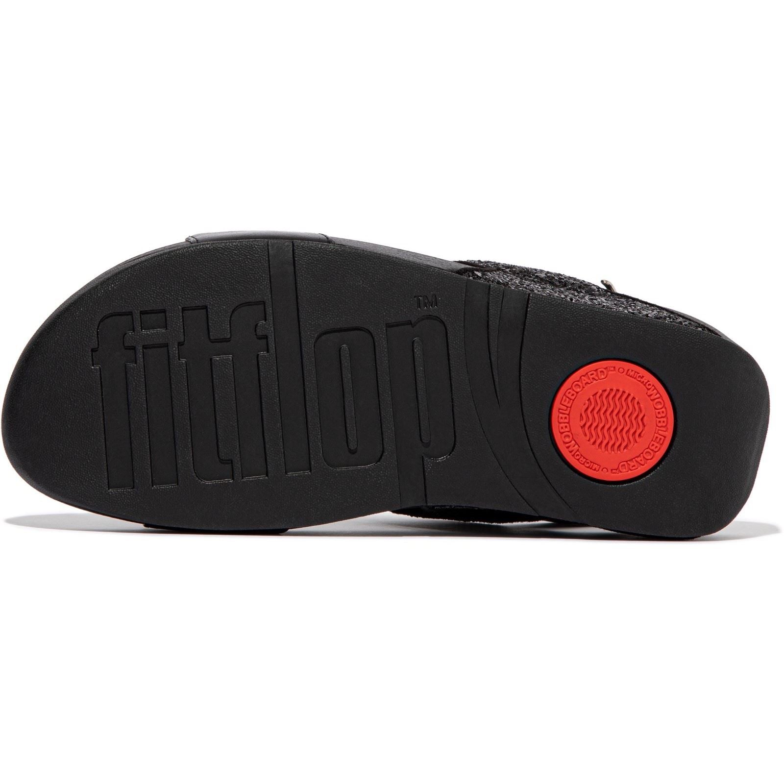 Fitflop Lulu Glitter Sandales À Paillettes Noires En Polyuréthane Pour Femmes