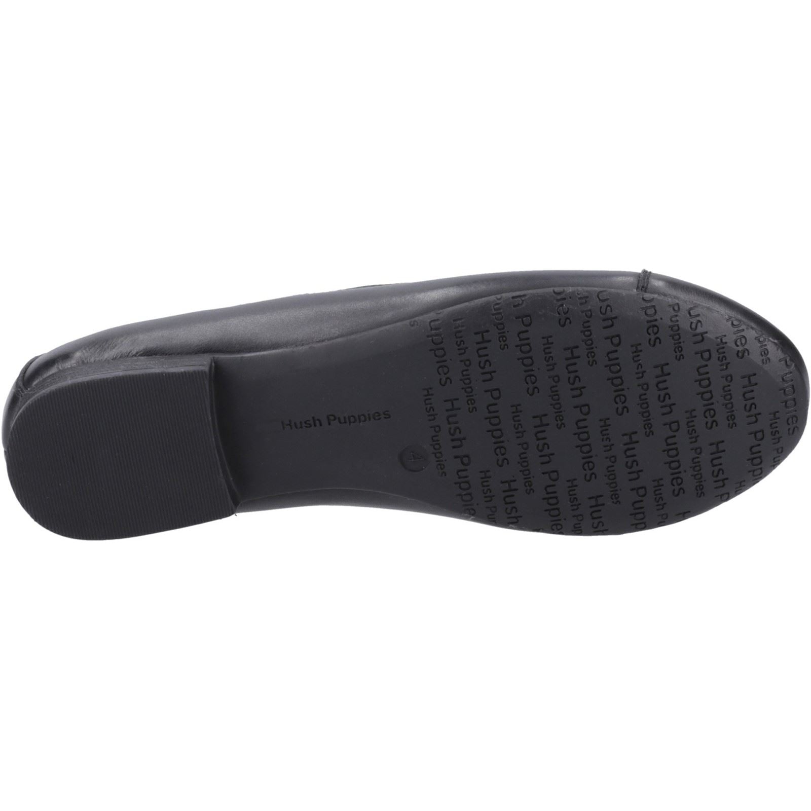 Hush Puppies Emma Senior Chaussures Plates De Ballet Noires Pour Filles En Cuir