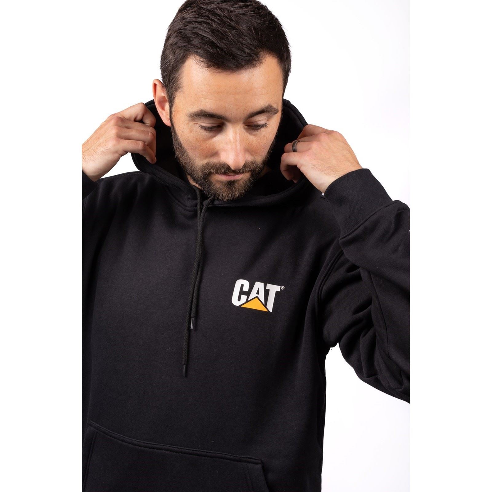 Caterpillar Trademark Banner Sweatshirt À Capuche Noir En Coton Pour Homme