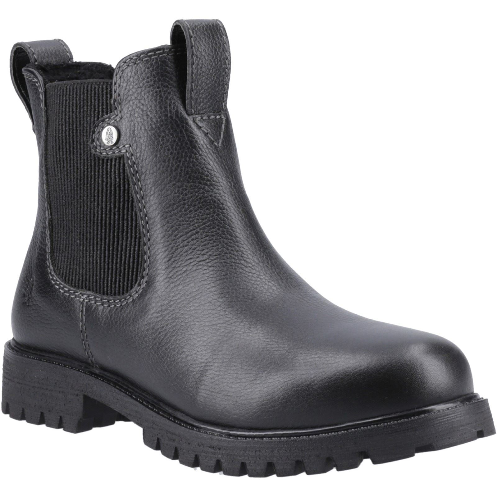 Hush Puppies Wynter Bottes Plates Chelsea Noires En Cuir Pour Femmes