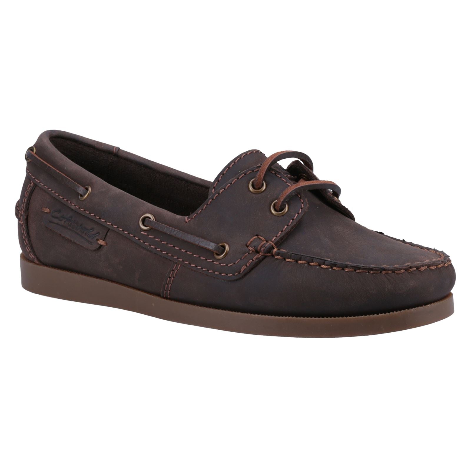 Cotswold Waterlane Chaussures Bateau En Cuir Marron Pour Femmes