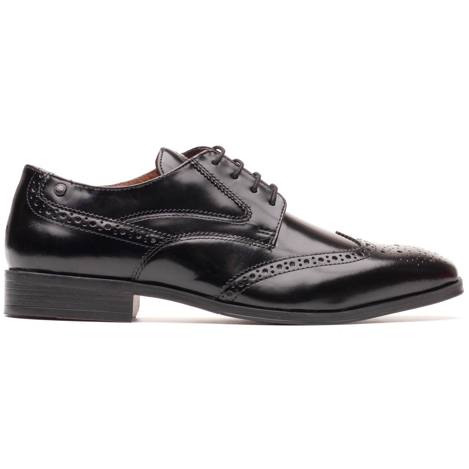 Base London Steeple Chaussures En Cuir Pour Hommes Richelieu Noir Brillant