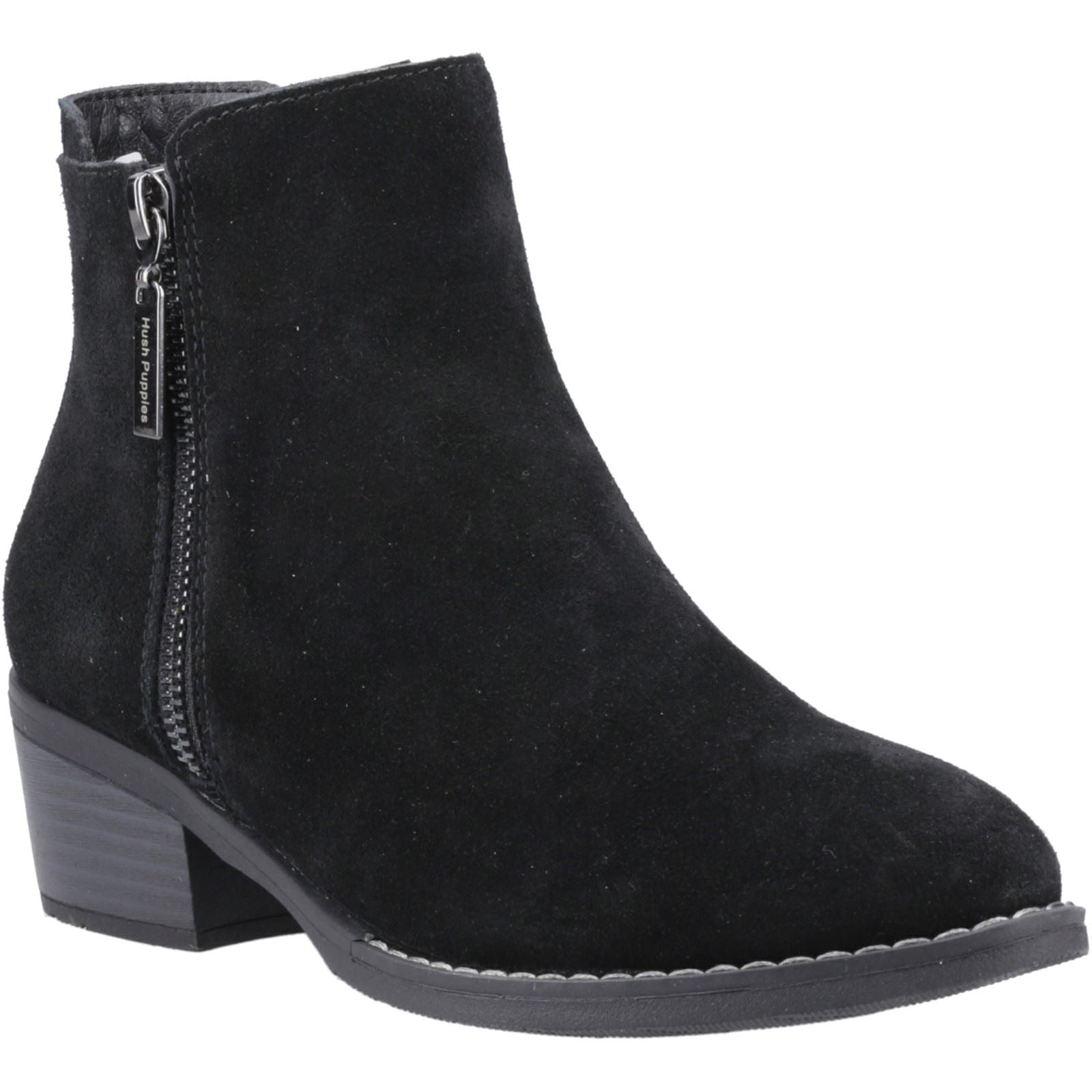 Hush Puppies Ingrid Femmes Suède Bottines Noires À Talons