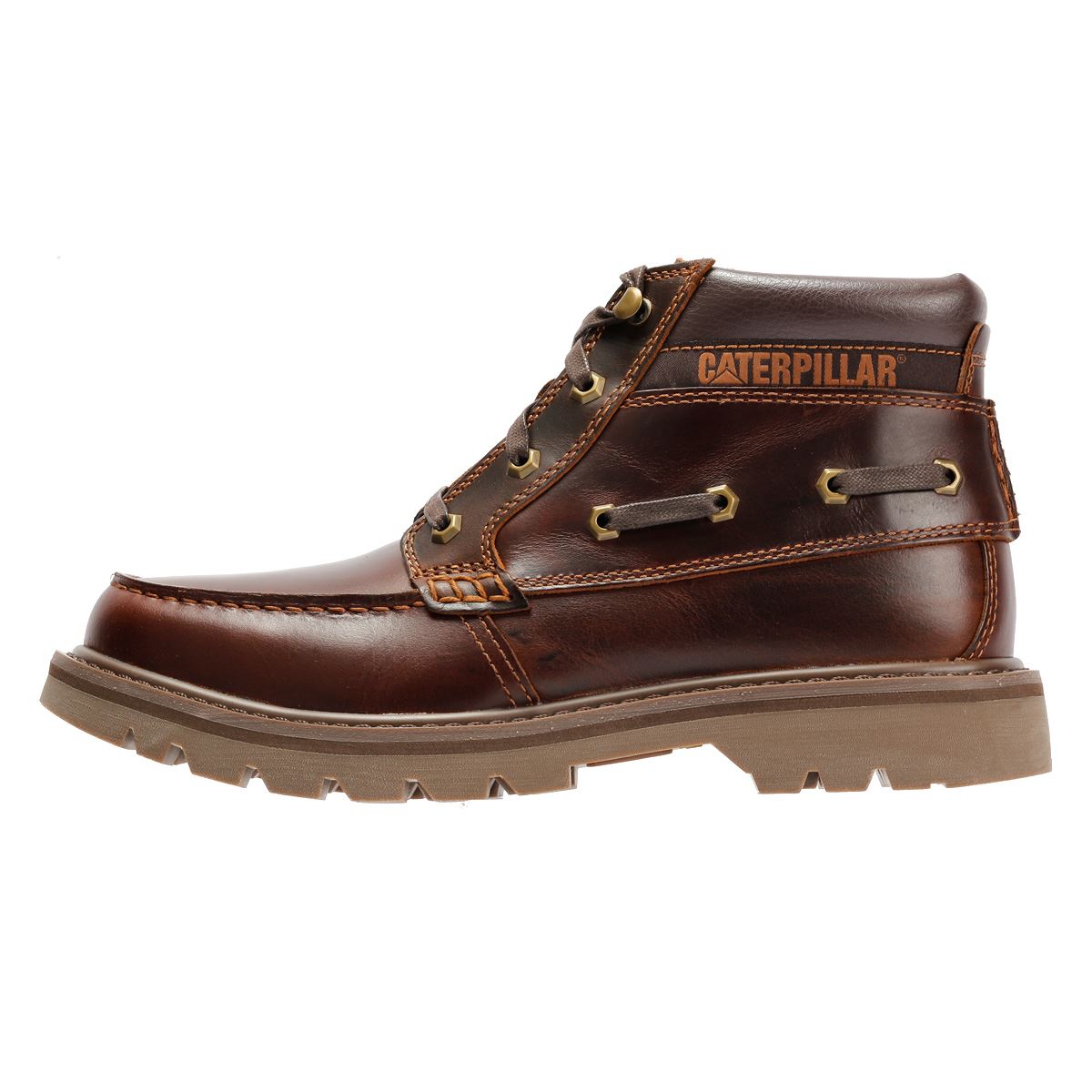 Caterpillar Colorado Boat Mid Bottes En Cuir Pour Hommes Marron