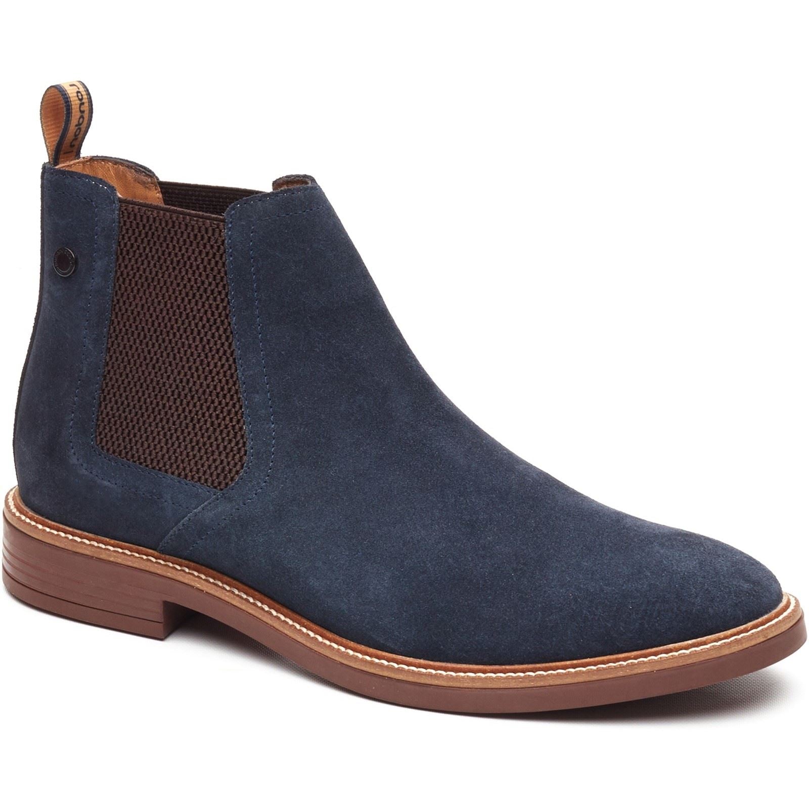 Base London Sussex Chelsea Boot Bottes En Cuir Pour Hommes Bleu Marine