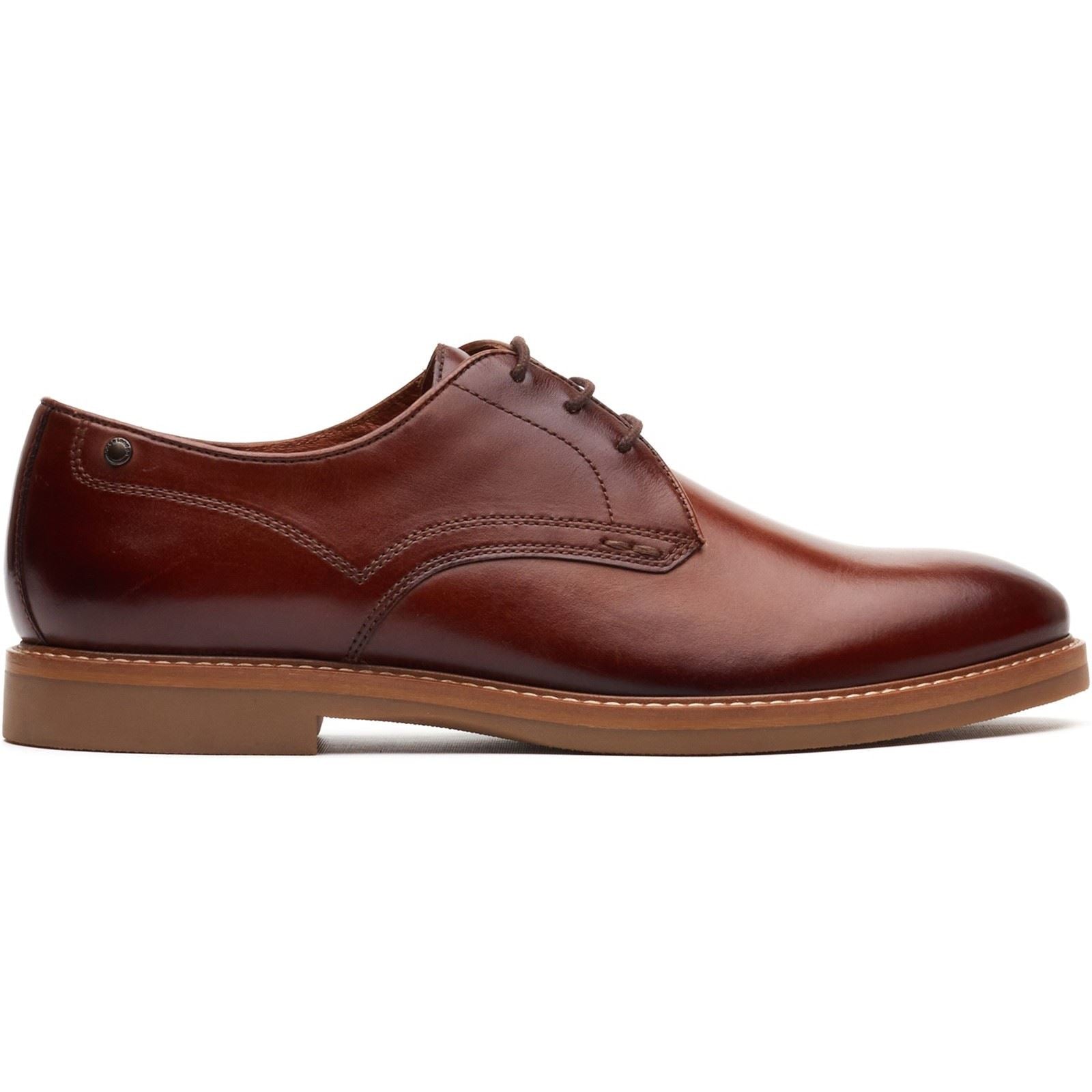 Base London Strand Lace Up Chaussures En Cuir Pour Hommes En Tan Brûlé À Lacets