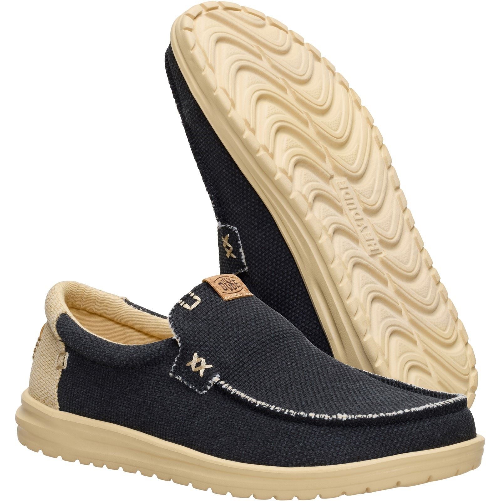 HEYDUDE Mikka Braided Mocassins Noirs/Beige Boulder En Textile Pour Hommes