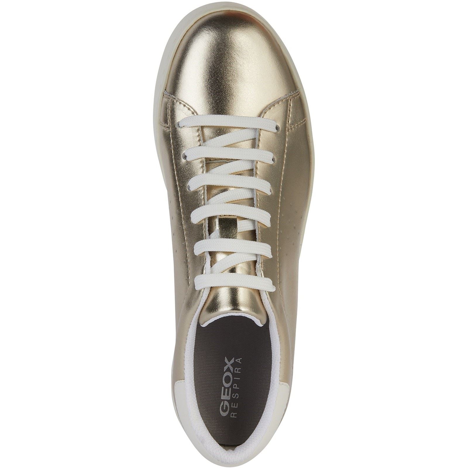Geox D Jaysen B Baskets En Similicuir Pour Femmes Doré Clair/Blanc Optique