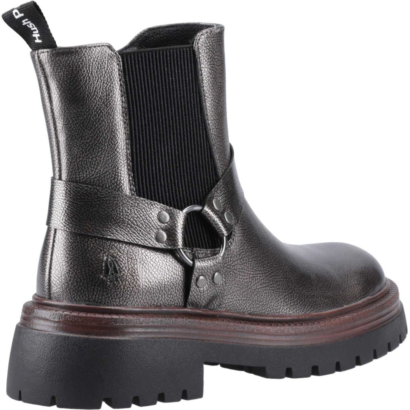 Hush Puppies Raye Chaussures Plates Chelsea Pour Femmes En Cuir Couleur Étain