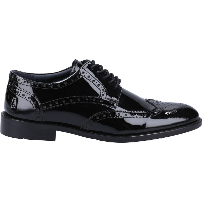 Hush Puppies Dustin Brogue Patent Chaussures Richelieu Noires En Cuir Verni Pour Hommes