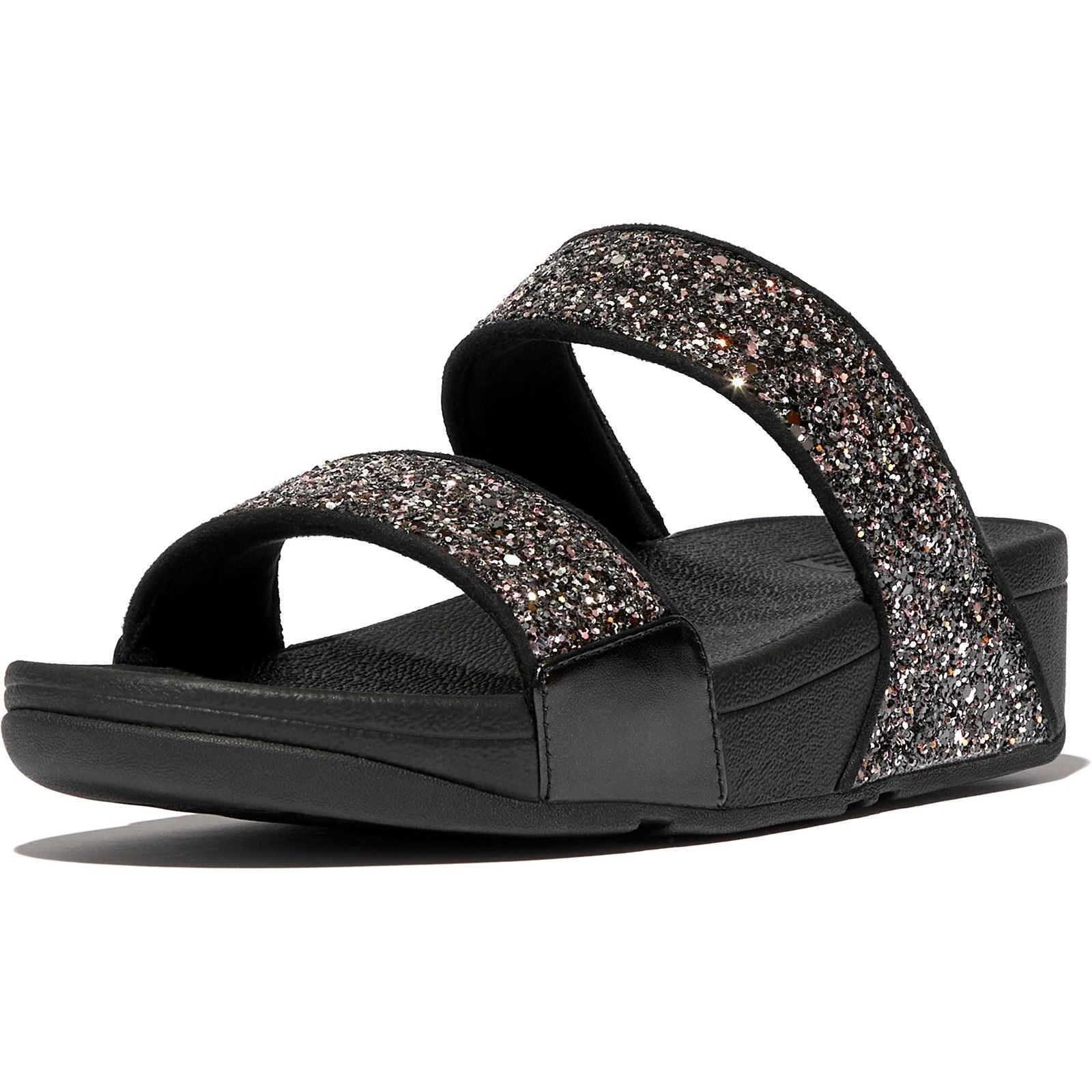 Fitflop Lulu 2 Bar Glitter Sandales Noires/Multi En Polyuréthane Pour Femmes