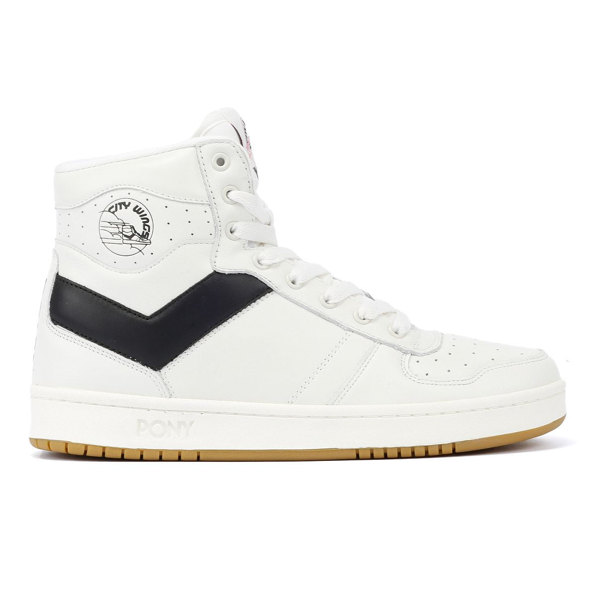 Pony City Wings Hi Des Baskets En Cuir Blanches/Noires