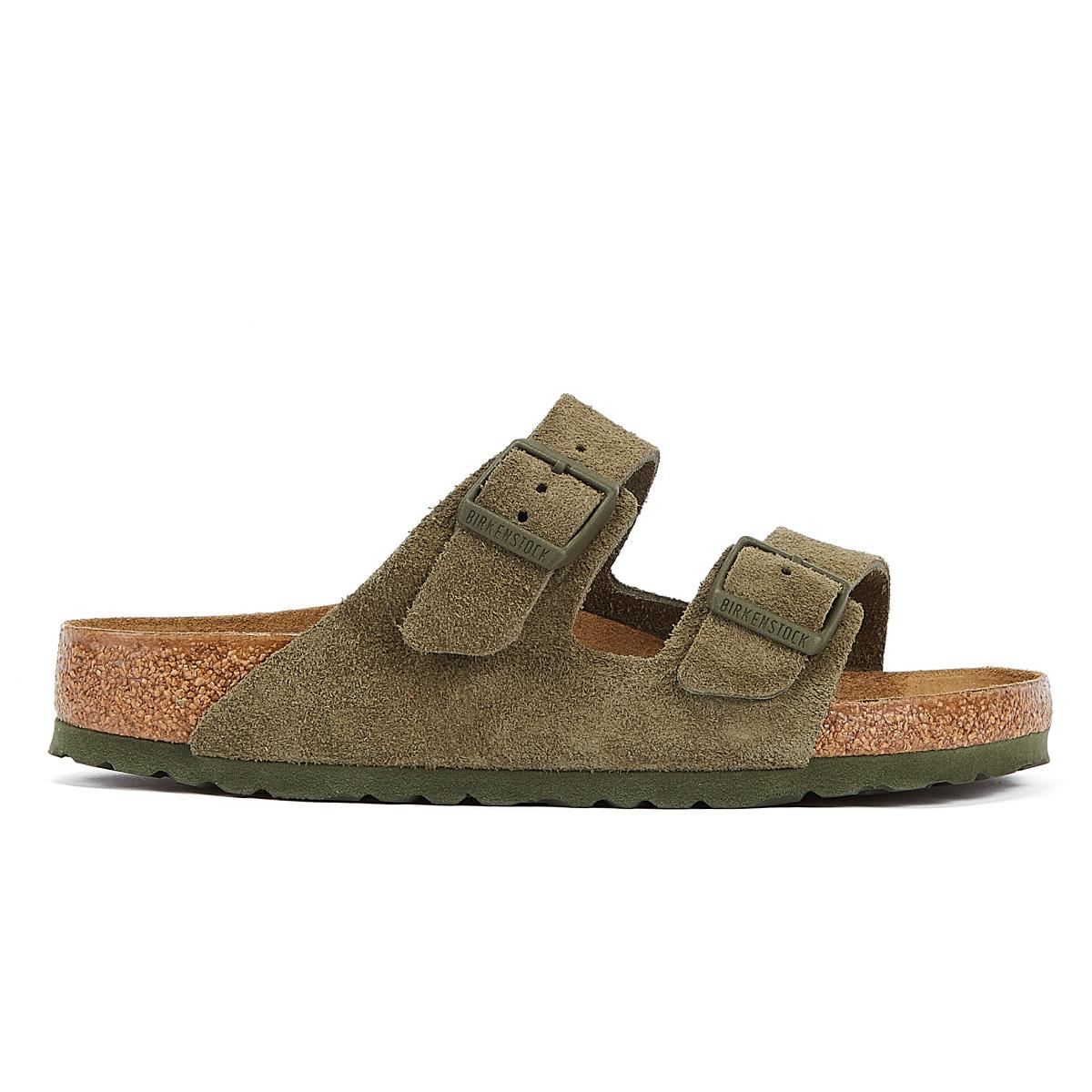Birkenstock Sandales En Daim Kaki Thym En Cuir Suédé Arizona