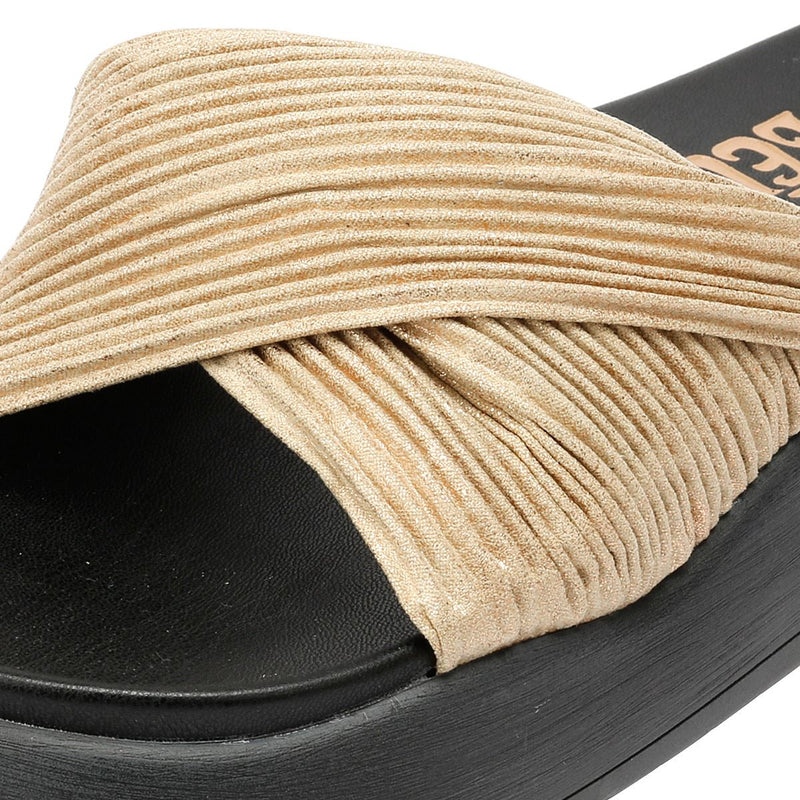 Desert Fleur Gabbro Sandales Pour Femmes En Satin Doré