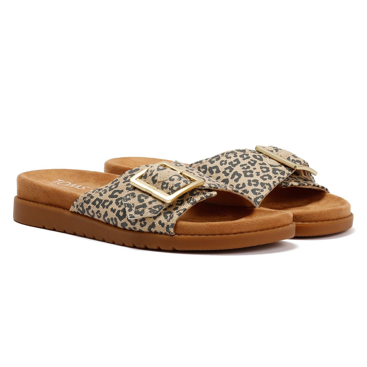 TOMS Marin Slide Sandales Beiges En Textile Pour Femmes