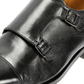 Chapman & Moore Toe Cap Monk Chaussures Noires En Cuir Pour Homme À Lacets