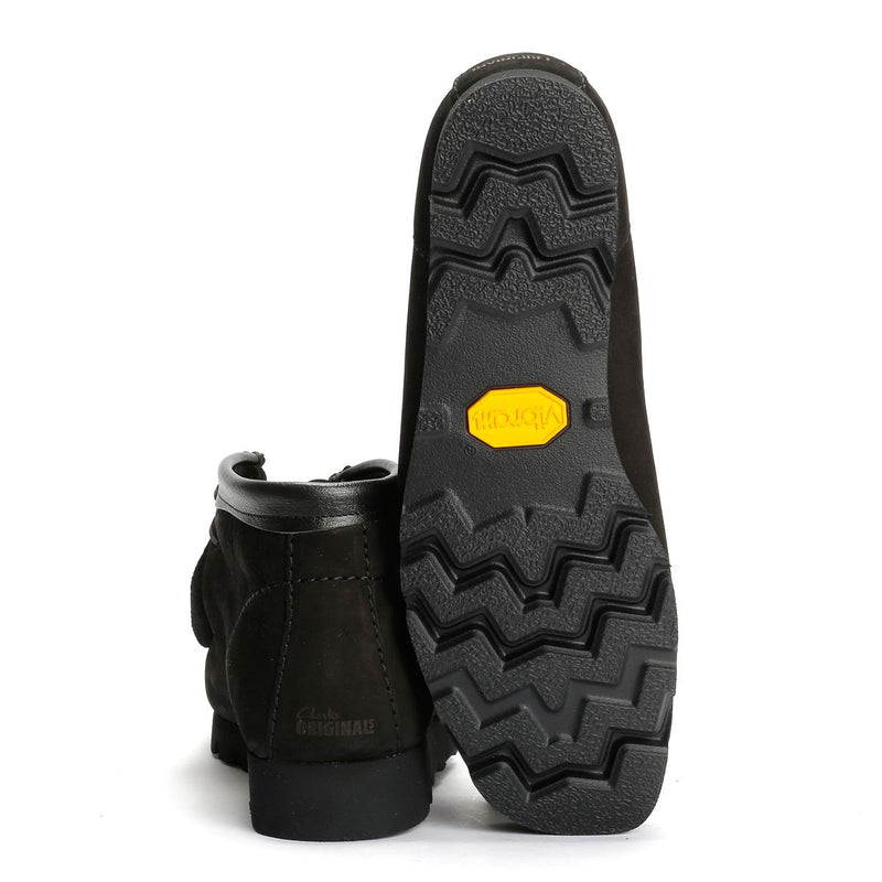 Clarks Originals Wallabee Combi Bottes Noires En Cuir Pour Hommes