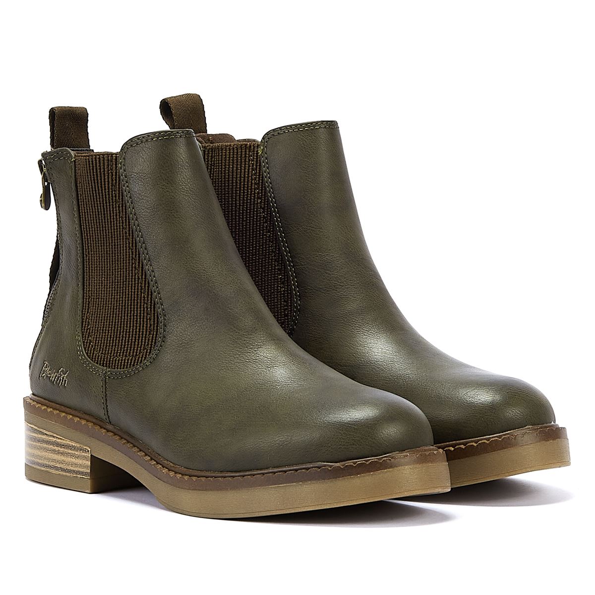 Blowfish Malibu Vedder Bottes En Simili Cuir Olive Pour Femme