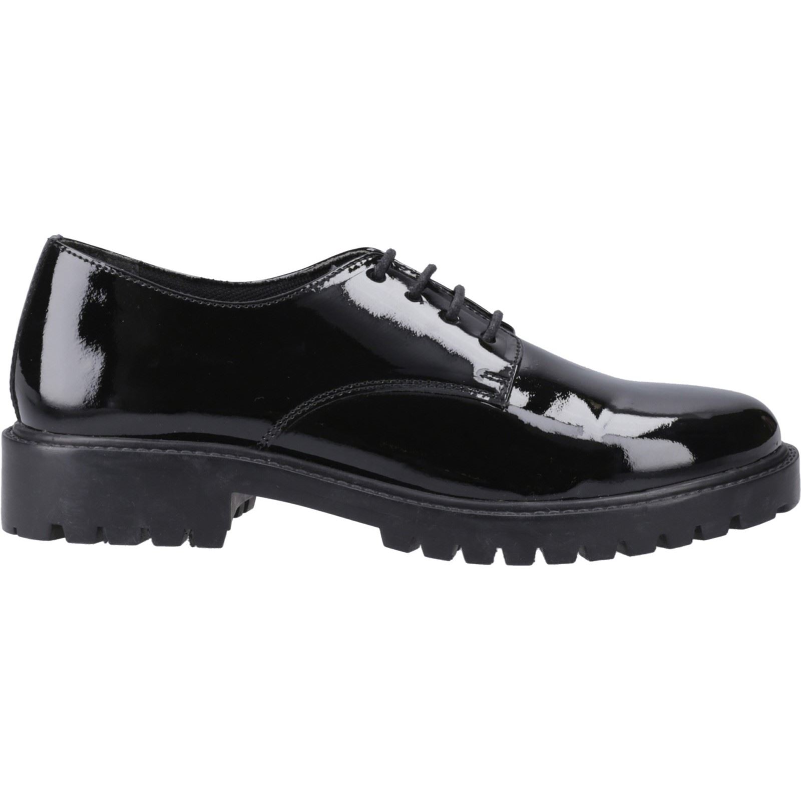 Hush Puppies Aubrey Chaussures Noires Derby En Cuir Pour Filles