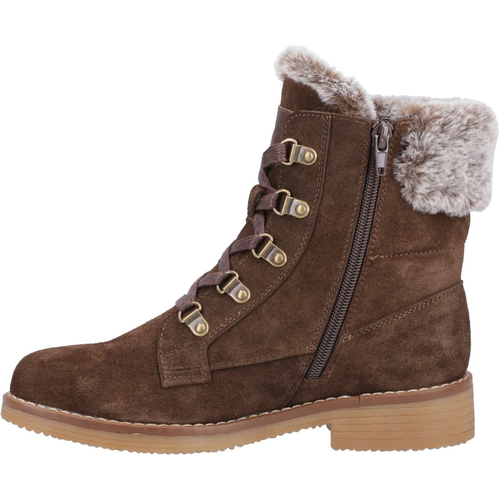 Hush Puppies Florence Bottes En Cuir Pour Femmes Couleur Chocolat