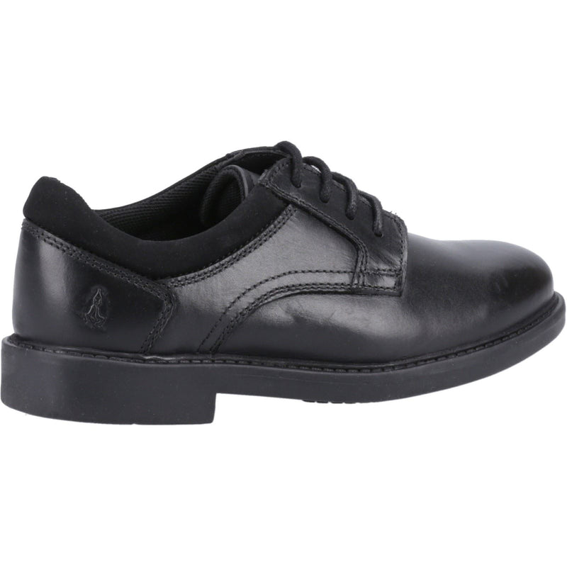 Hush Puppies Tommy Senior Chaussures Noires Pour Garçons En Cuir.
