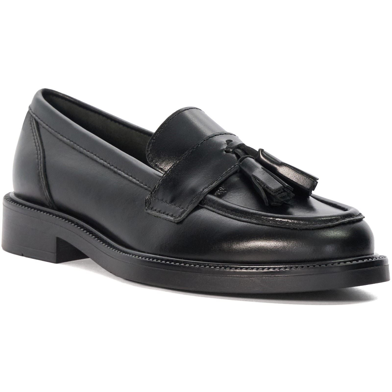 Dune Garda Mocassins Noirs Pour Femmes En Cuir