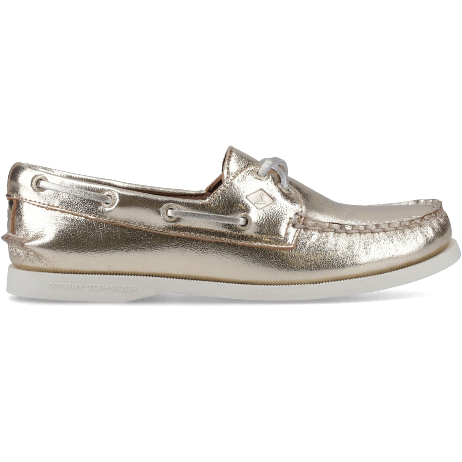 Sperry Authentic 2 Eye Chaussures Bateau Dorées Pour Femmes En Cuir