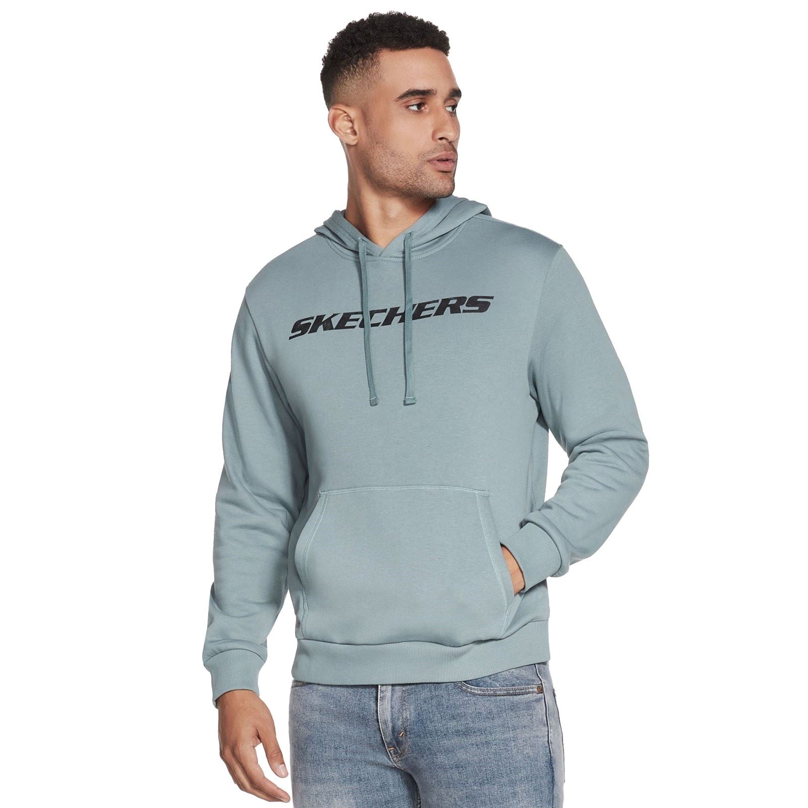 Skechers Performance Heritage Sweat À Capuche Bleu En Coton Pour Homme