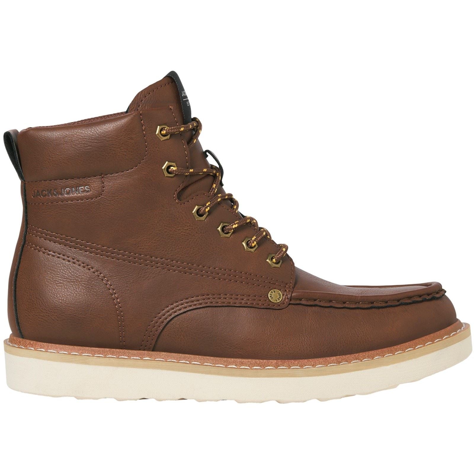 Jack & Jones Archway Moc Bottines En Cuir Synthétique Pour Hommes Cognac