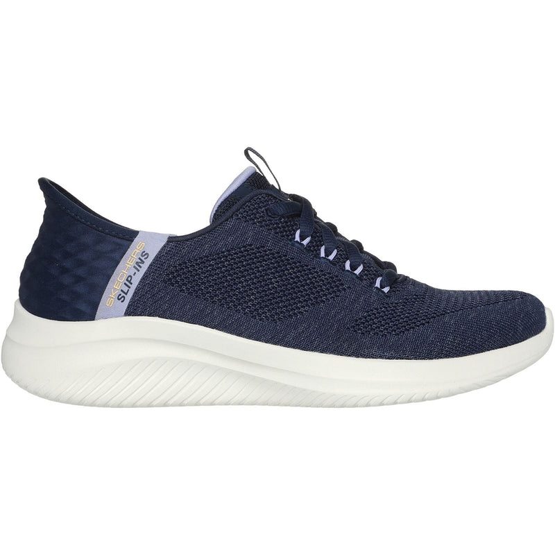 Skechers Ultra Flex 3.0 Easy Step Baskets Femme En Toile Bleu Marine/Lavande