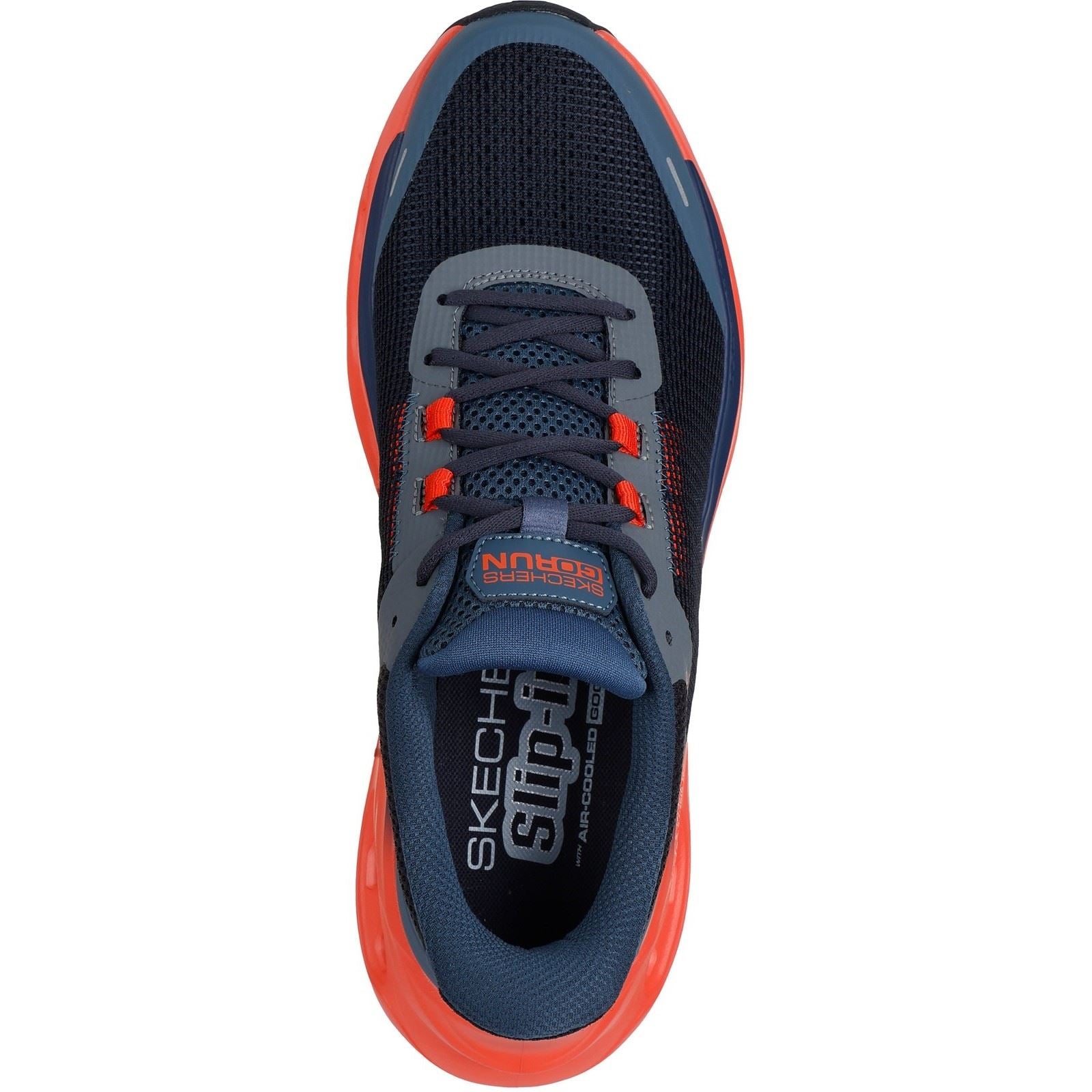 Skechers Performance Max Cushioning Glide Step Chaussures De Sport Pour Hommes Bleu Marine/Orange