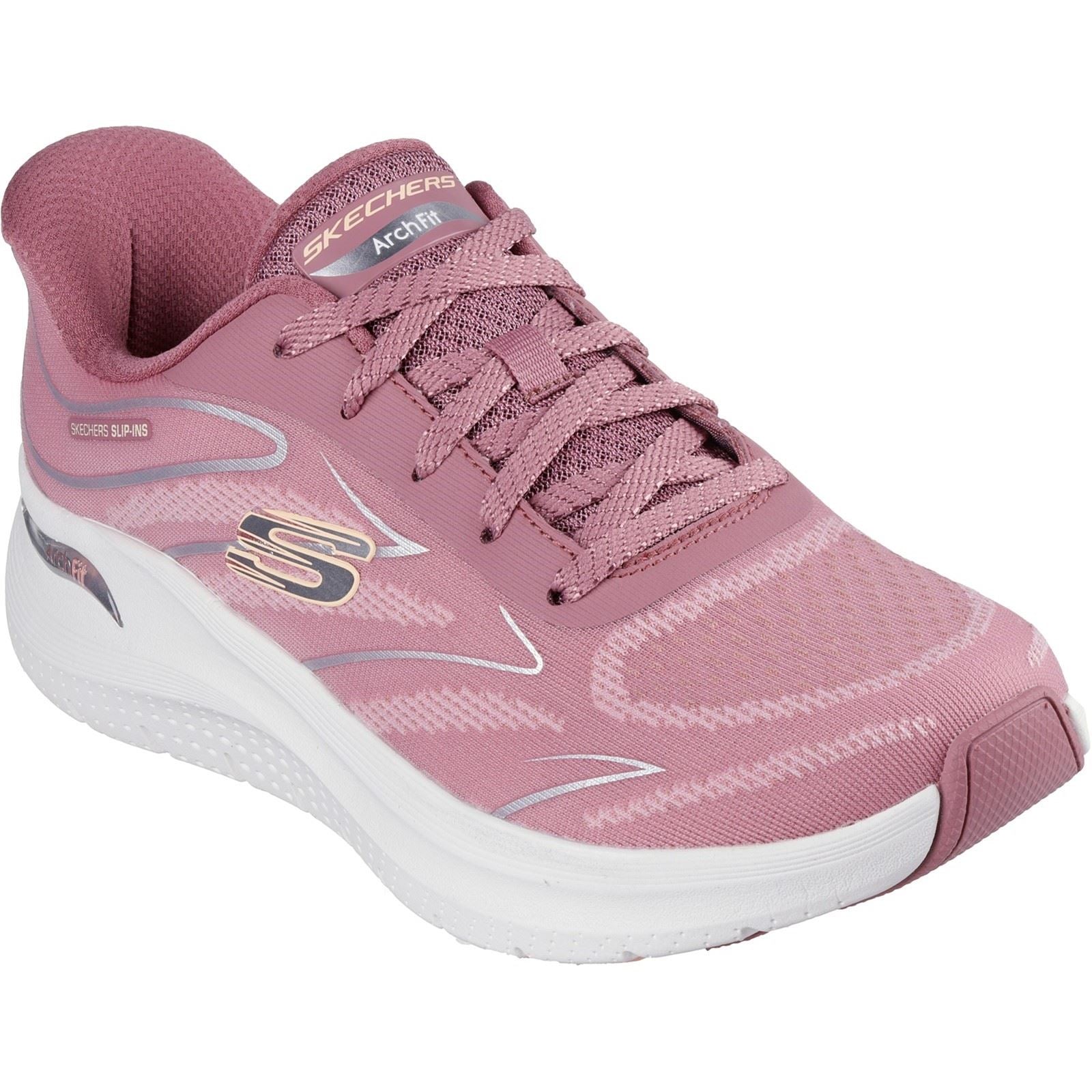 Skechers Arch Fit 2.0 Chaussures De Sport En Toile Mauve Foncé Pour Femme